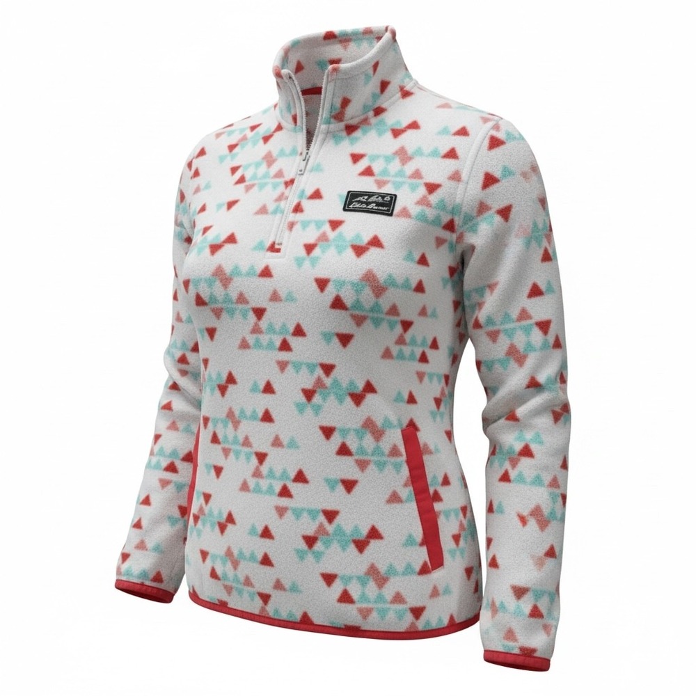 Eddie Bauer Kids Large 14/16 Fleece Quarter Zip Pullover‎ Geometric Triangle